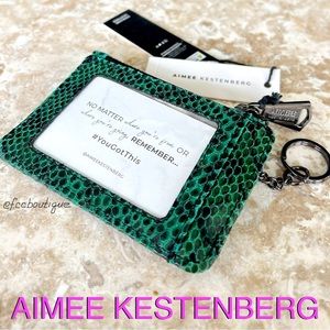 AIMEE KESTENBERG Alia Skinny ID case credit card holder in Emerald Snake